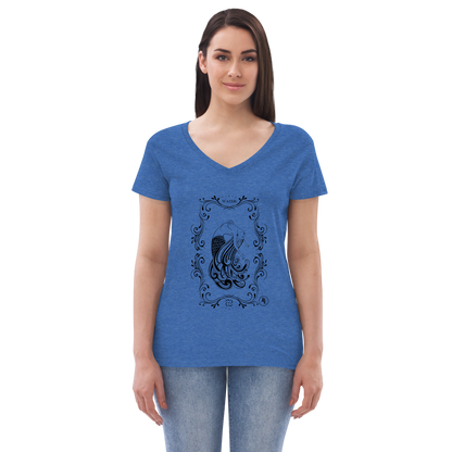 Women’s Water recycled v-neck t-shirt black print on light t