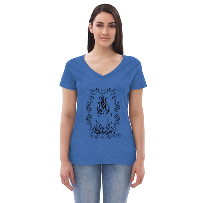 Women’s Fire recycled v-neck t-shirt black print on light t