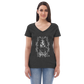 Women’s Fire recycled v-neck t-shirt white print on dark t