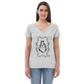 Women’s Earth recycled v-neck t-shirt black print on light t